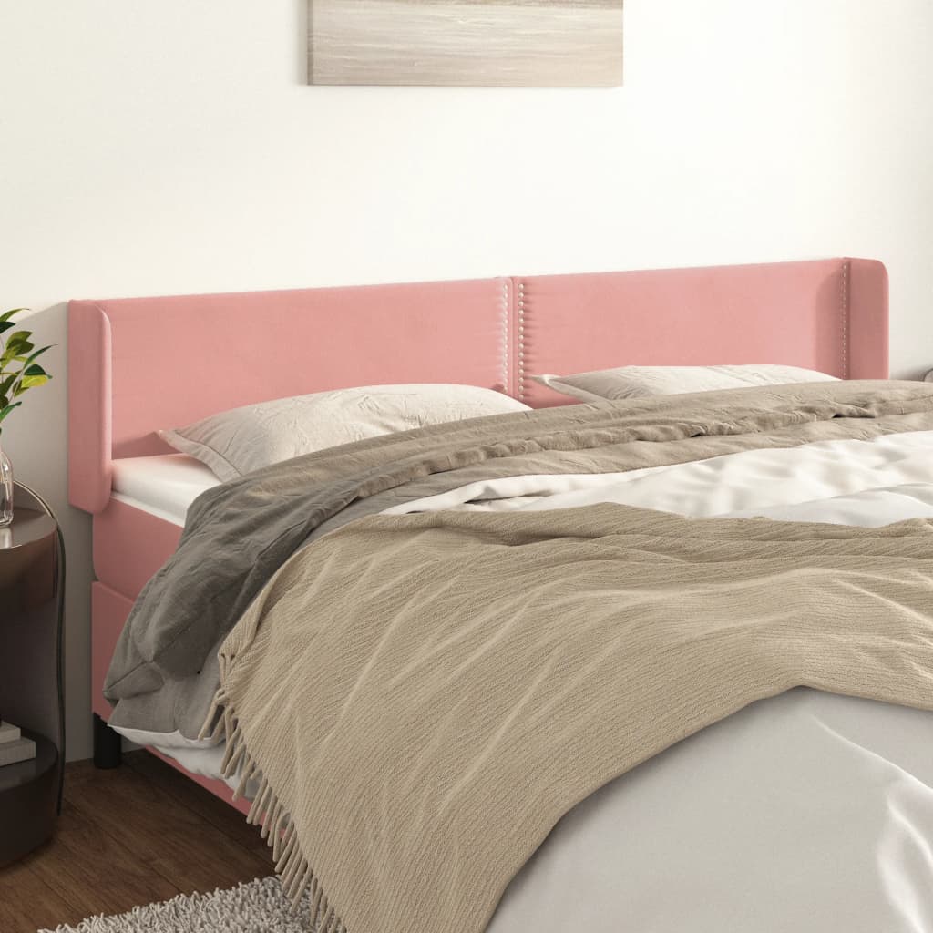 Hoofdbord met randen 163x16x78/88 cm fluweel roze is nu te koop bij PeponiXL, paradijselijk wonen!