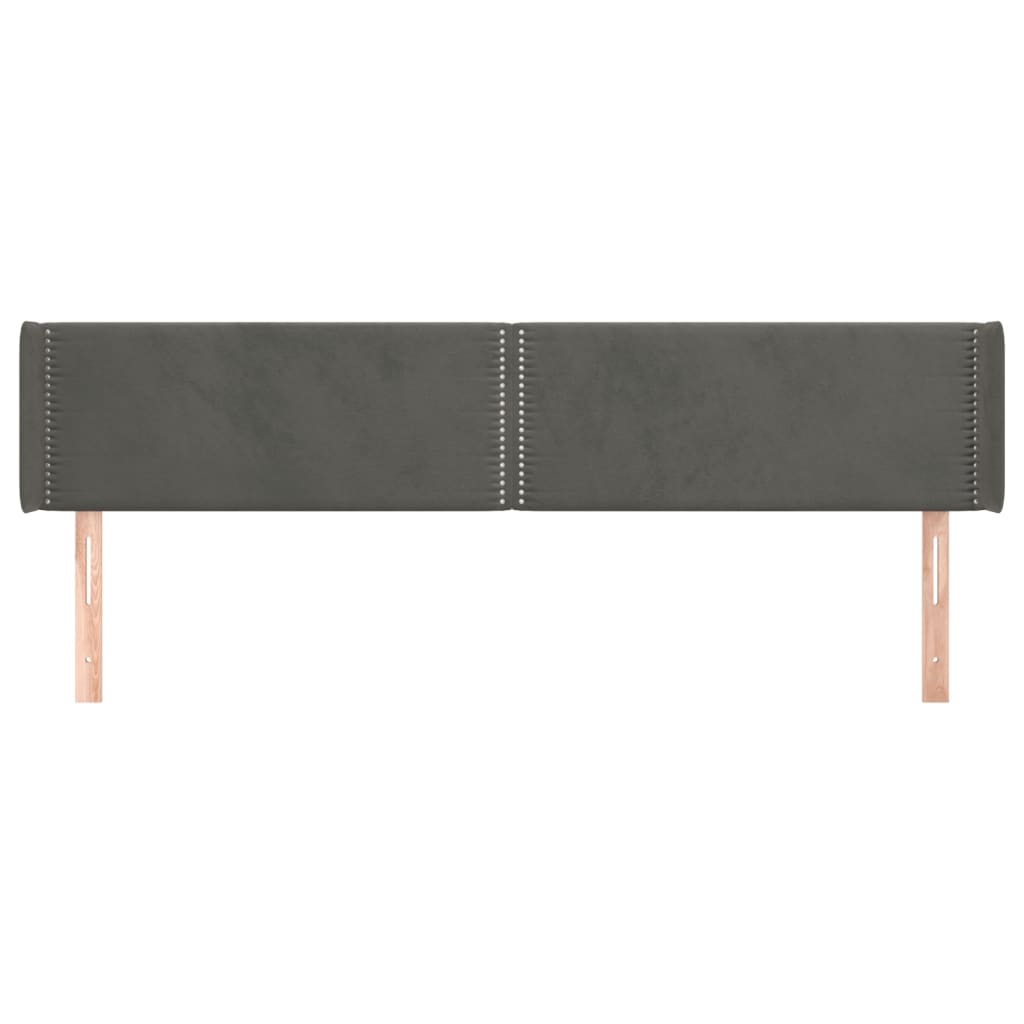 Hoofdbord met randen 183x16x78/88 cm fluweel donkergrijs is nu te koop bij PeponiXL, paradijselijk wonen!