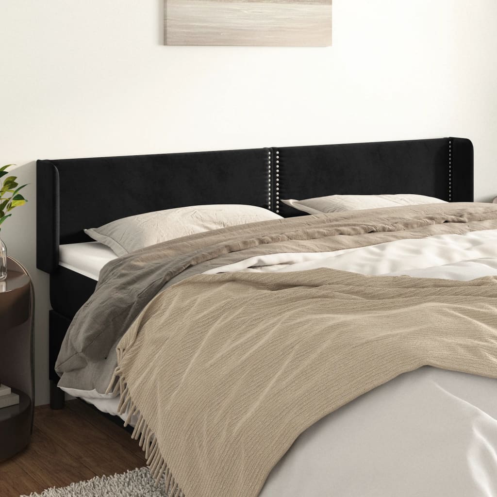 Hoofdbord met randen 183x16x78/88 cm fluweel zwart is nu te koop bij PeponiXL, paradijselijk wonen!