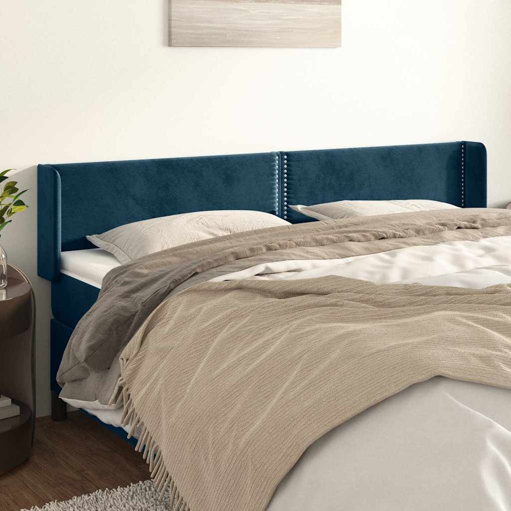 Hoofdbord met randen 183x16x78/88 cm fluweel donkerblauw is nu te koop bij PeponiXL, paradijselijk wonen!