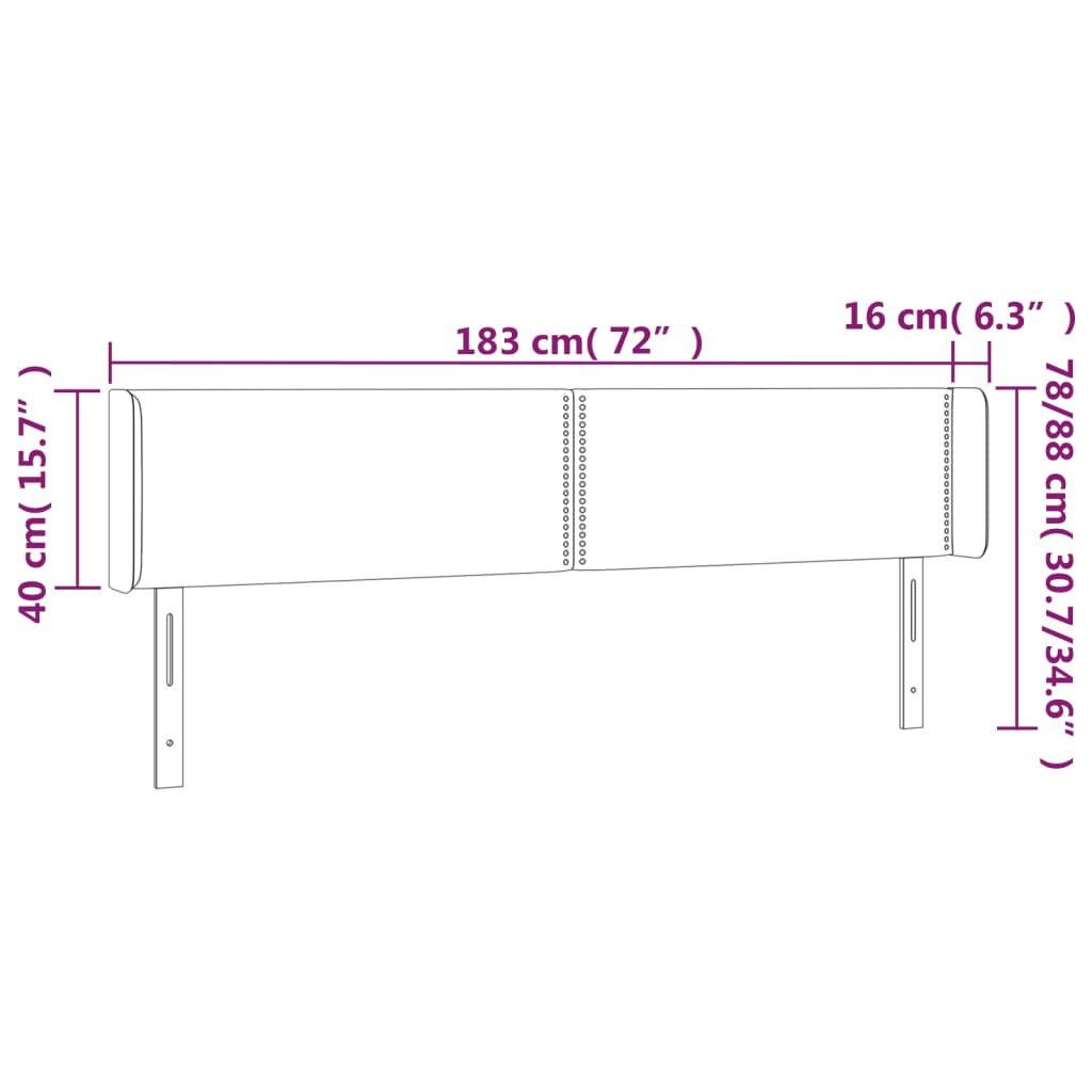 Hoofdbord met randen 183x16x78/88 cm fluweel roze is nu te koop bij PeponiXL, paradijselijk wonen!
