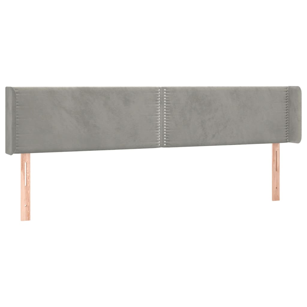 Hoofdbord met randen 203x16x78/88 cm fluweel lichtgrijs is nu te koop bij PeponiXL, paradijselijk wonen!