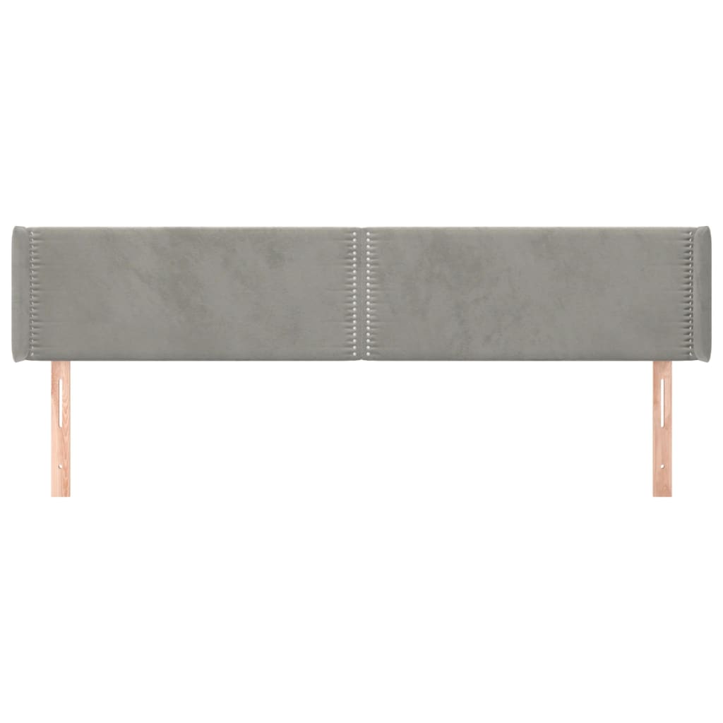 Hoofdbord met randen 203x16x78/88 cm fluweel lichtgrijs is nu te koop bij PeponiXL, paradijselijk wonen!