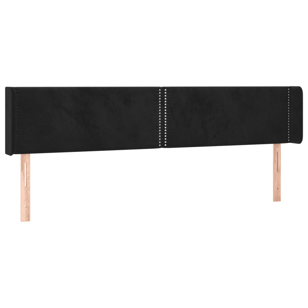Hoofdbord met randen 203x16x78/88 cm fluweel zwart is nu te koop bij PeponiXL, paradijselijk wonen!