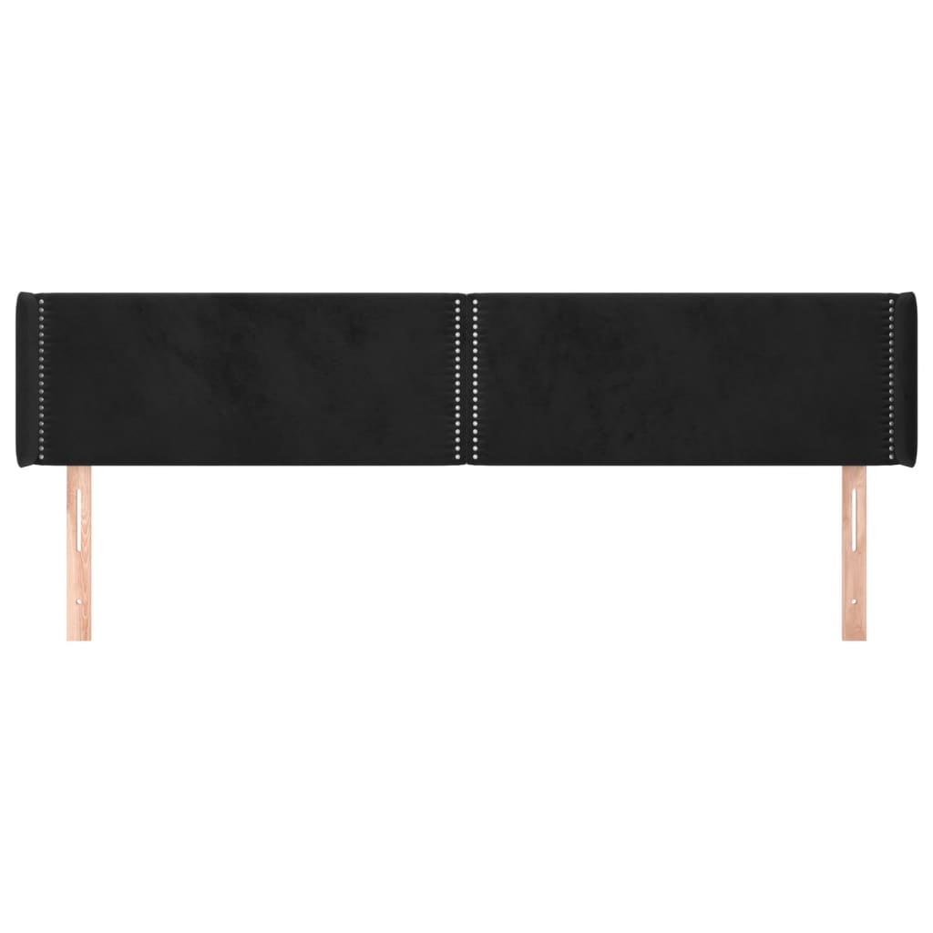 Hoofdbord met randen 203x16x78/88 cm fluweel zwart is nu te koop bij PeponiXL, paradijselijk wonen!