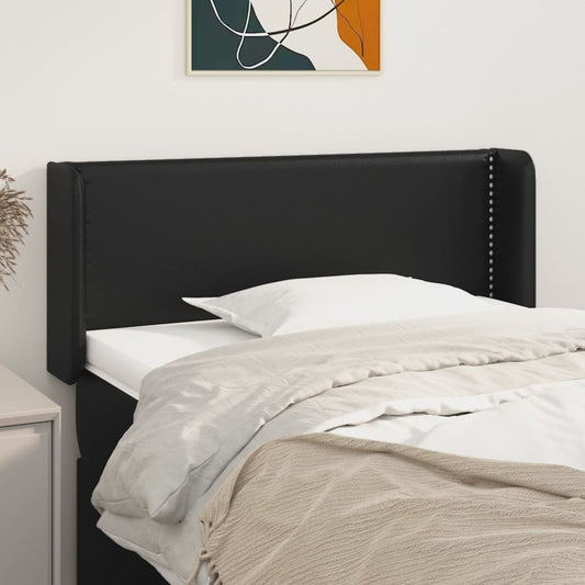 Hoofdbord met randen 83x16x78/88 cm kunstleer zwart is nu te koop bij PeponiXL, paradijselijk wonen!