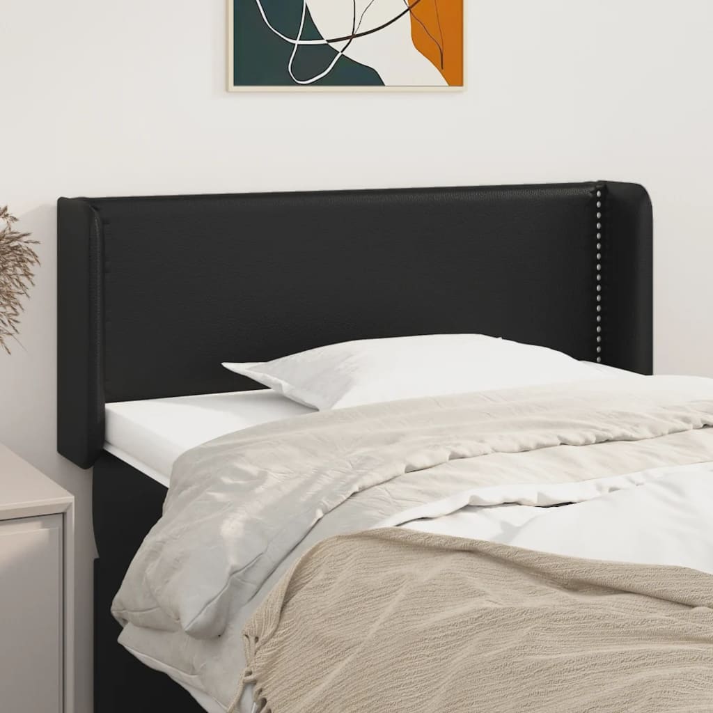 Hoofdbord met randen 93x16x78/88 cm kunstleer zwart is nu te koop bij PeponiXL, paradijselijk wonen!