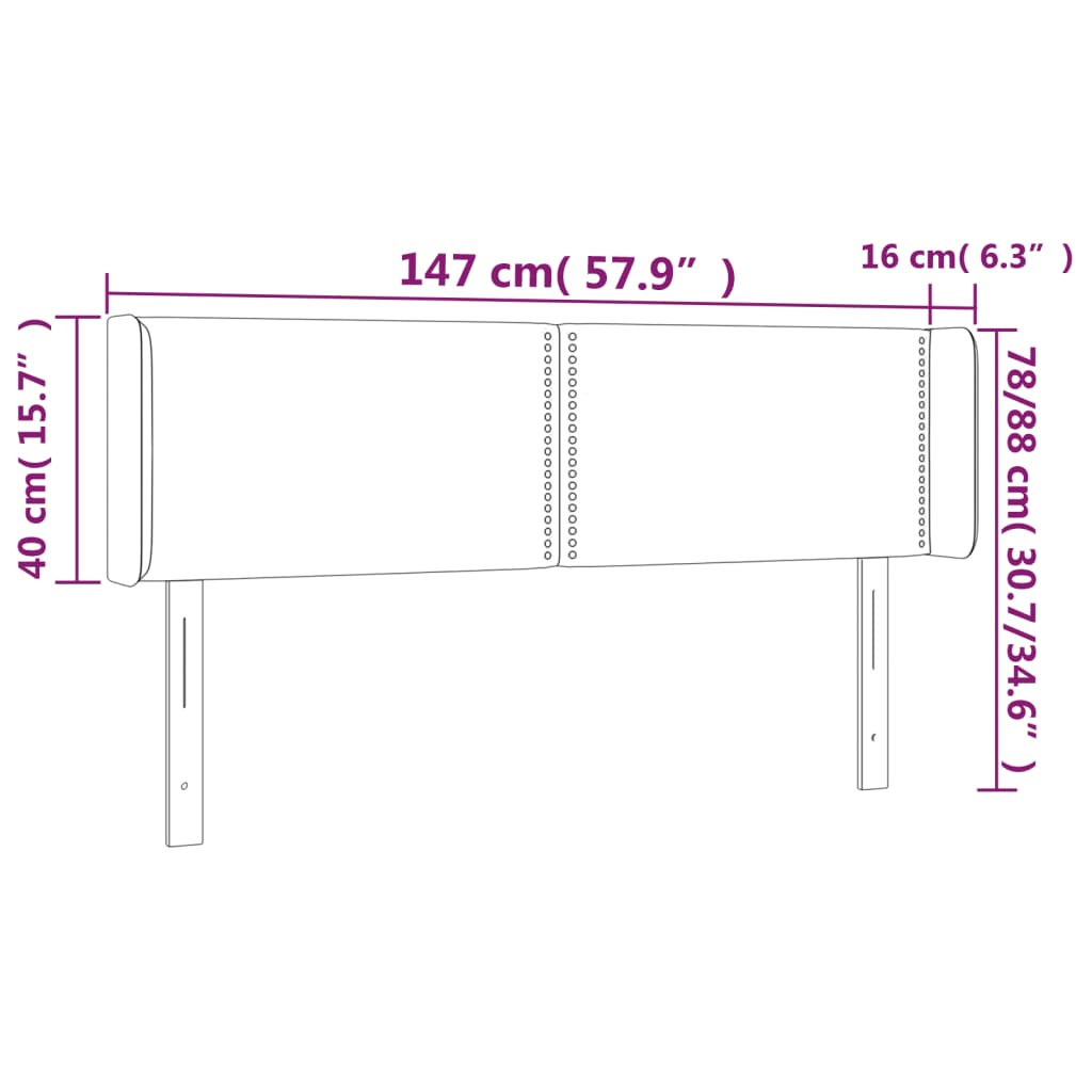Hoofdbord met randen 147x16x78/88 cm kunstleer zwart is nu te koop bij PeponiXL, paradijselijk wonen!
