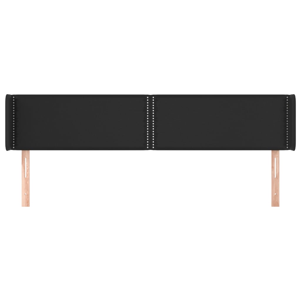 Hoofdbord met randen 203x16x78/88 cm kunstleer zwart is nu te koop bij PeponiXL, paradijselijk wonen!