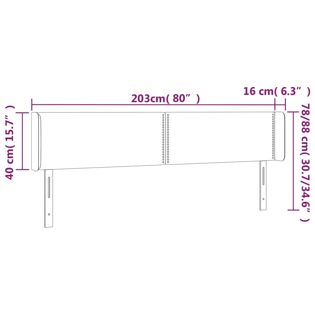Hoofdbord met randen 203x16x78/88 cm kunstleer zwart is nu te koop bij PeponiXL, paradijselijk wonen!