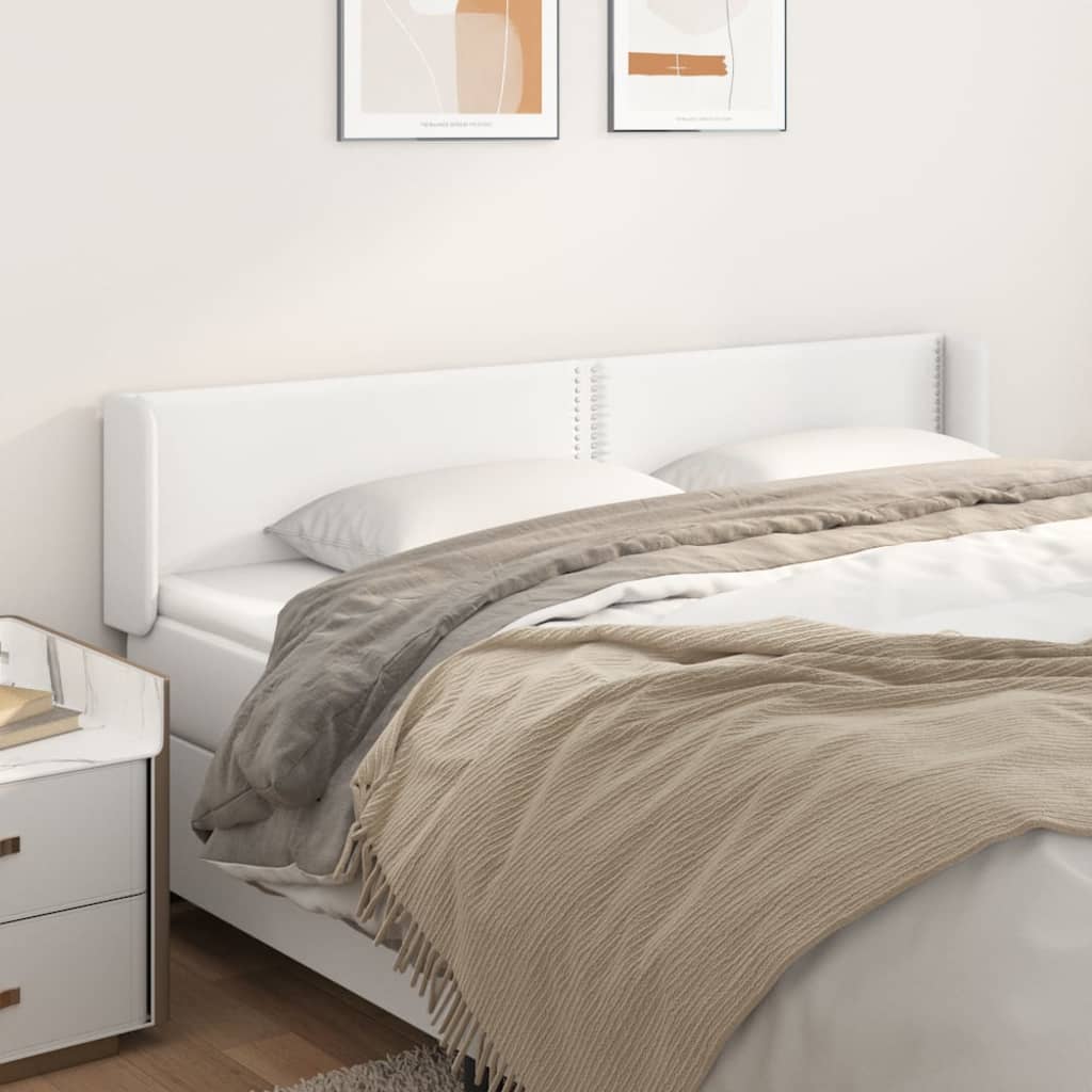 Hoofdbord met randen 203x16x78/88 cm kunstleer wit is nu te koop bij PeponiXL, paradijselijk wonen!