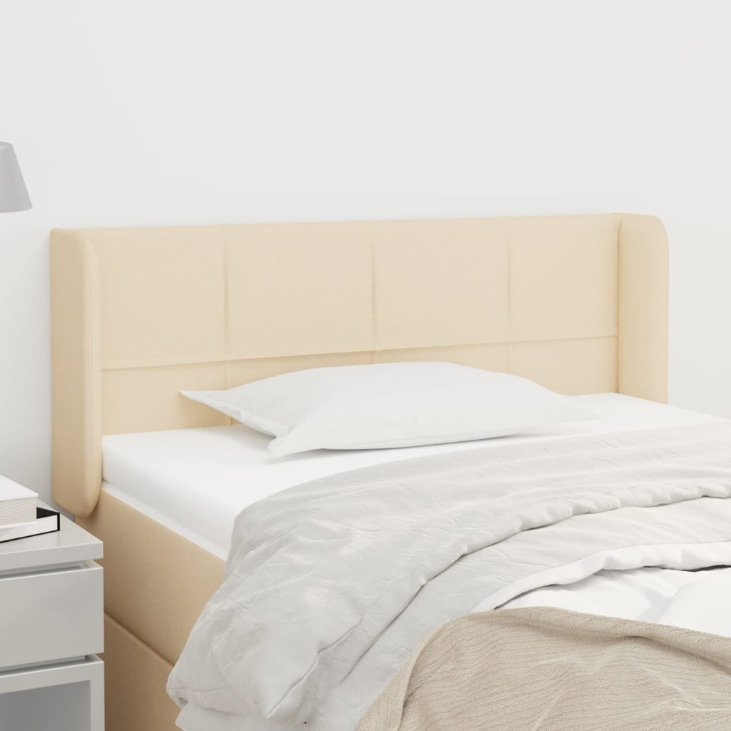 Hoofdbord met randen 103x16x78/88 cm stof crèmekleurig is nu te koop bij PeponiXL, paradijselijk wonen!