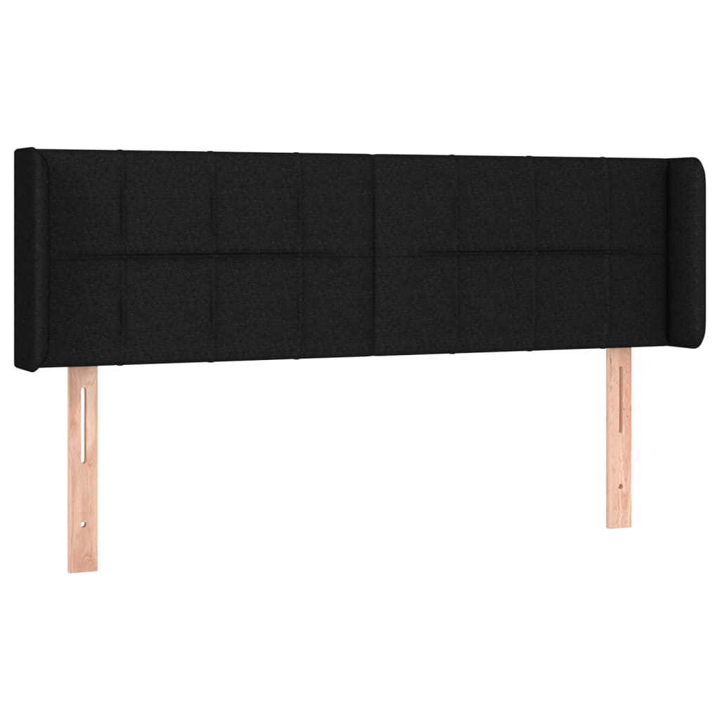 Hoofdbord met randen 147x16x78/88 cm stof zwart is nu te koop bij PeponiXL, paradijselijk wonen!