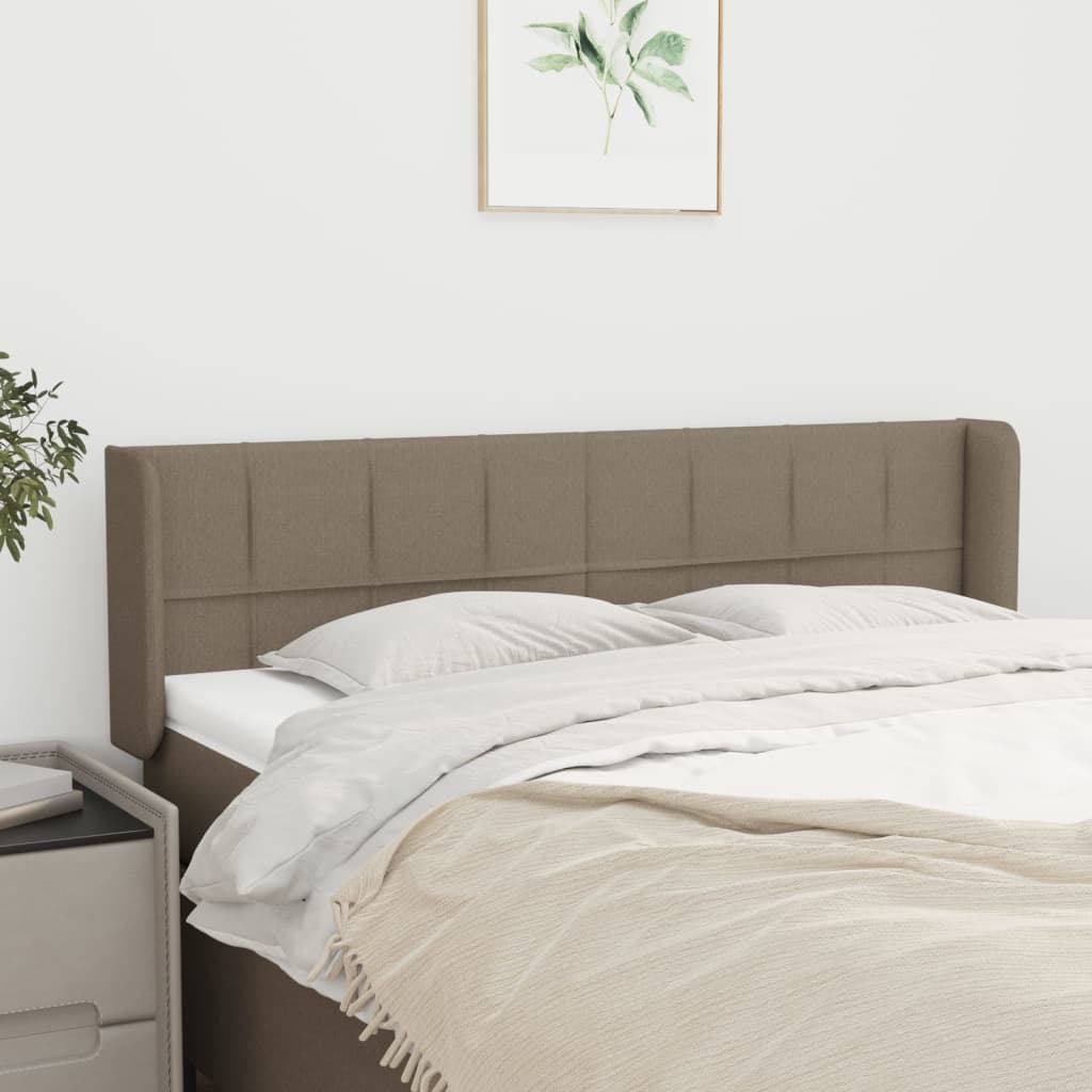 Hoofdbord met randen 147x16x78/88 cm stof taupe is nu te koop bij PeponiXL, paradijselijk wonen!