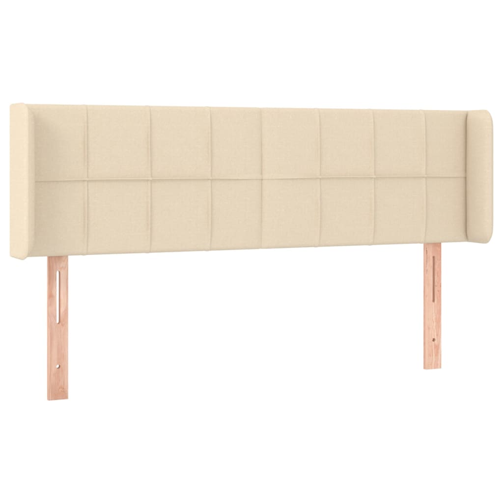 Hoofdbord met randen 147x16x78/88 cm stof crèmekleurig is nu te koop bij PeponiXL, paradijselijk wonen!