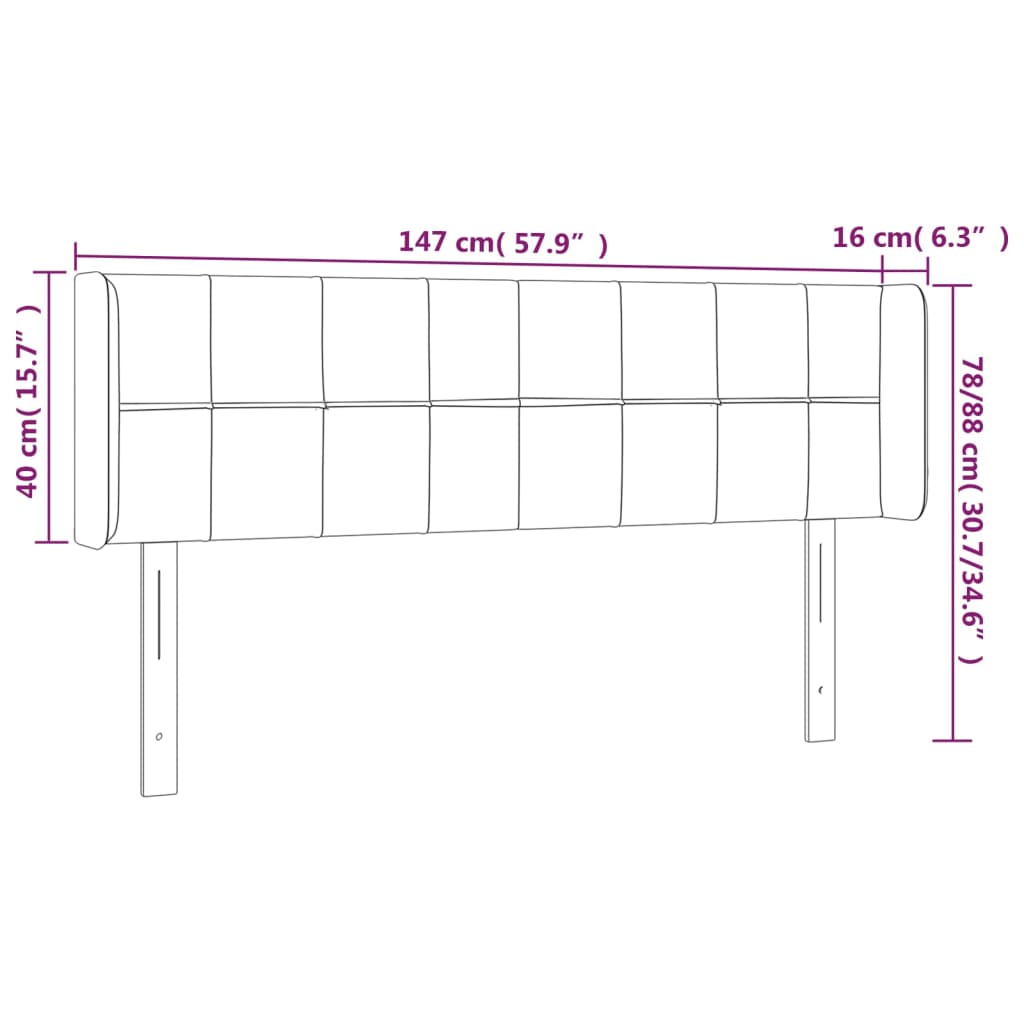 Hoofdbord met randen 147x16x78/88 cm stof crèmekleurig is nu te koop bij PeponiXL, paradijselijk wonen!