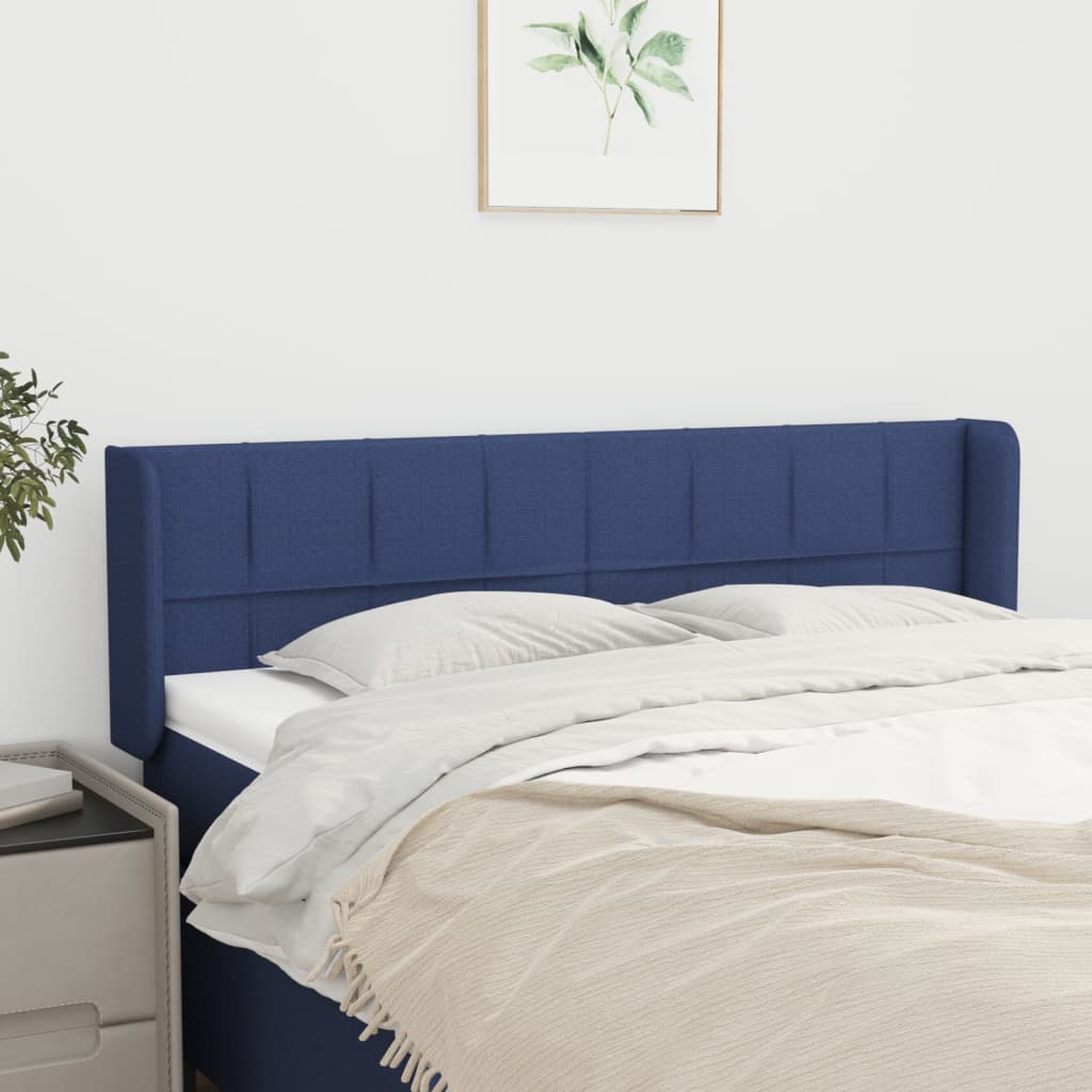 Hoofdbord met randen 147x16x78/88 cm stof blauw is nu te koop bij PeponiXL, paradijselijk wonen!