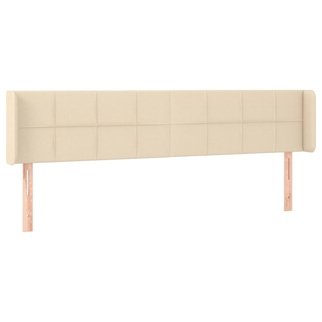 Hoofdbord met randen 163x16x78/88 cm stof crèmekleurig is nu te koop bij PeponiXL, paradijselijk wonen!
