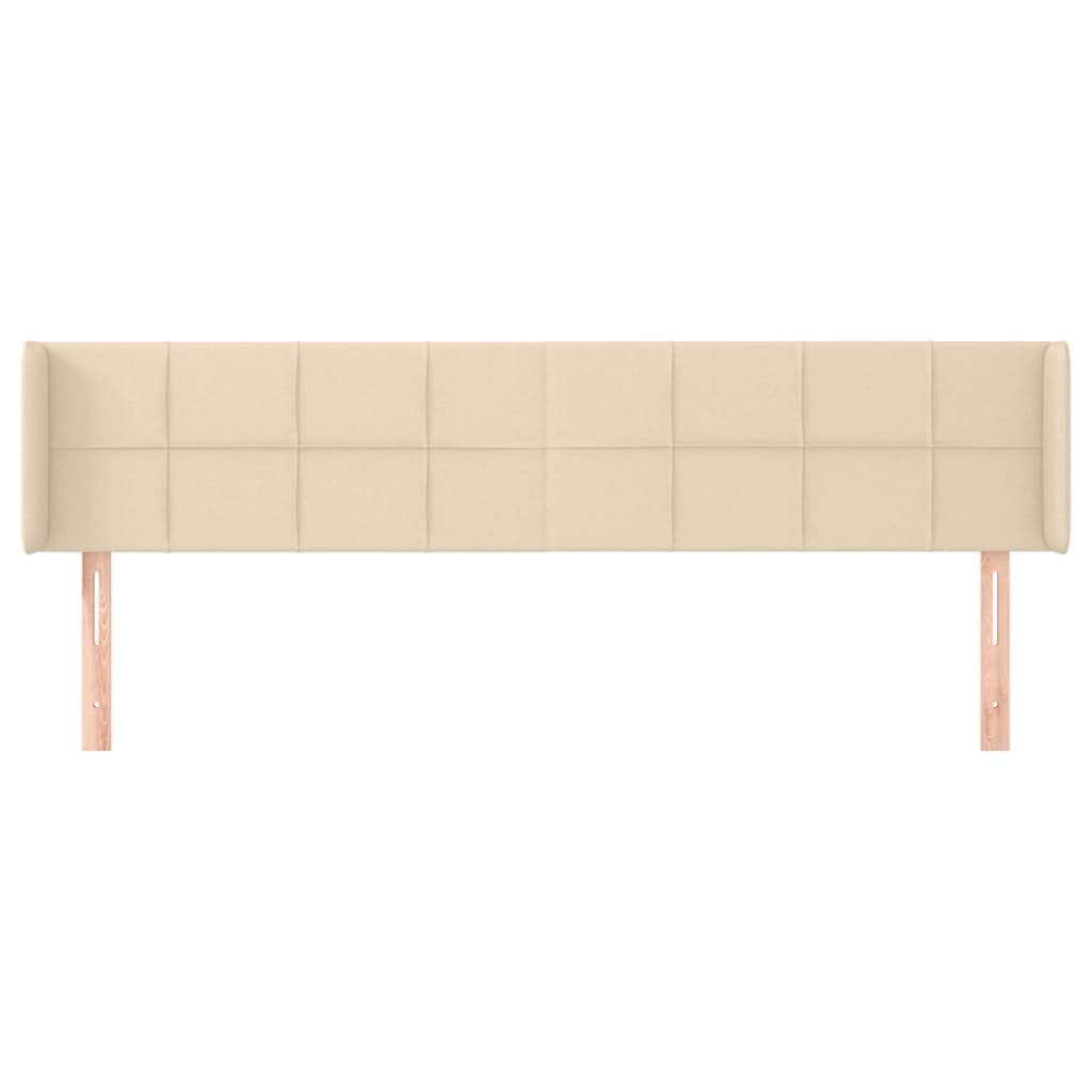 Hoofdbord met randen 203x16x78/88 cm stof crèmekleurig is nu te koop bij PeponiXL, paradijselijk wonen!