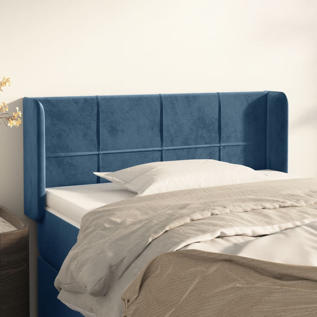 Hoofdbord met randen 83x16x78/88 cm fluweel donkerblauw is nu te koop bij PeponiXL, paradijselijk wonen!