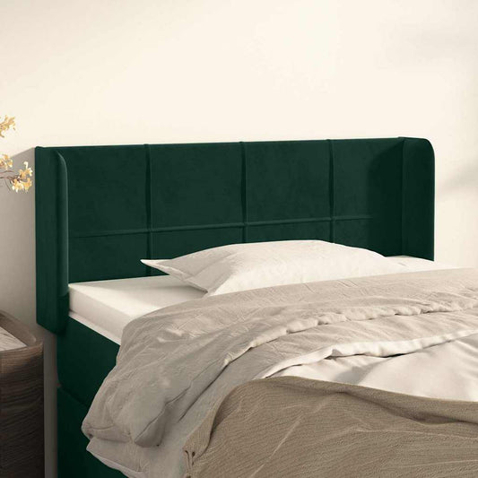 Hoofdbord met randen 93x16x78/88 cm fluweel donkergroen is nu te koop bij PeponiXL, paradijselijk wonen!