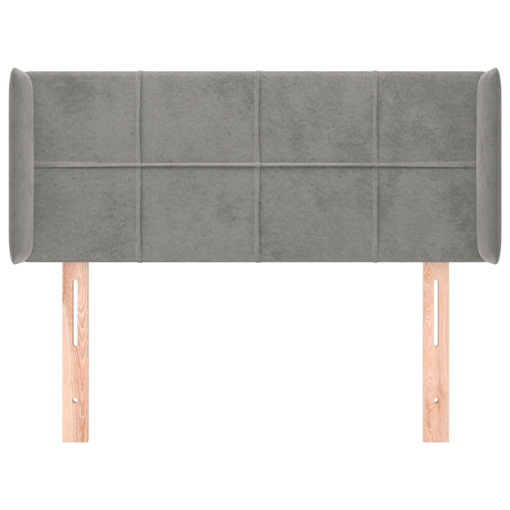 Hoofdbord met randen 103x16x78/88 cm fluweel lichtgrijs is nu te koop bij PeponiXL, paradijselijk wonen!