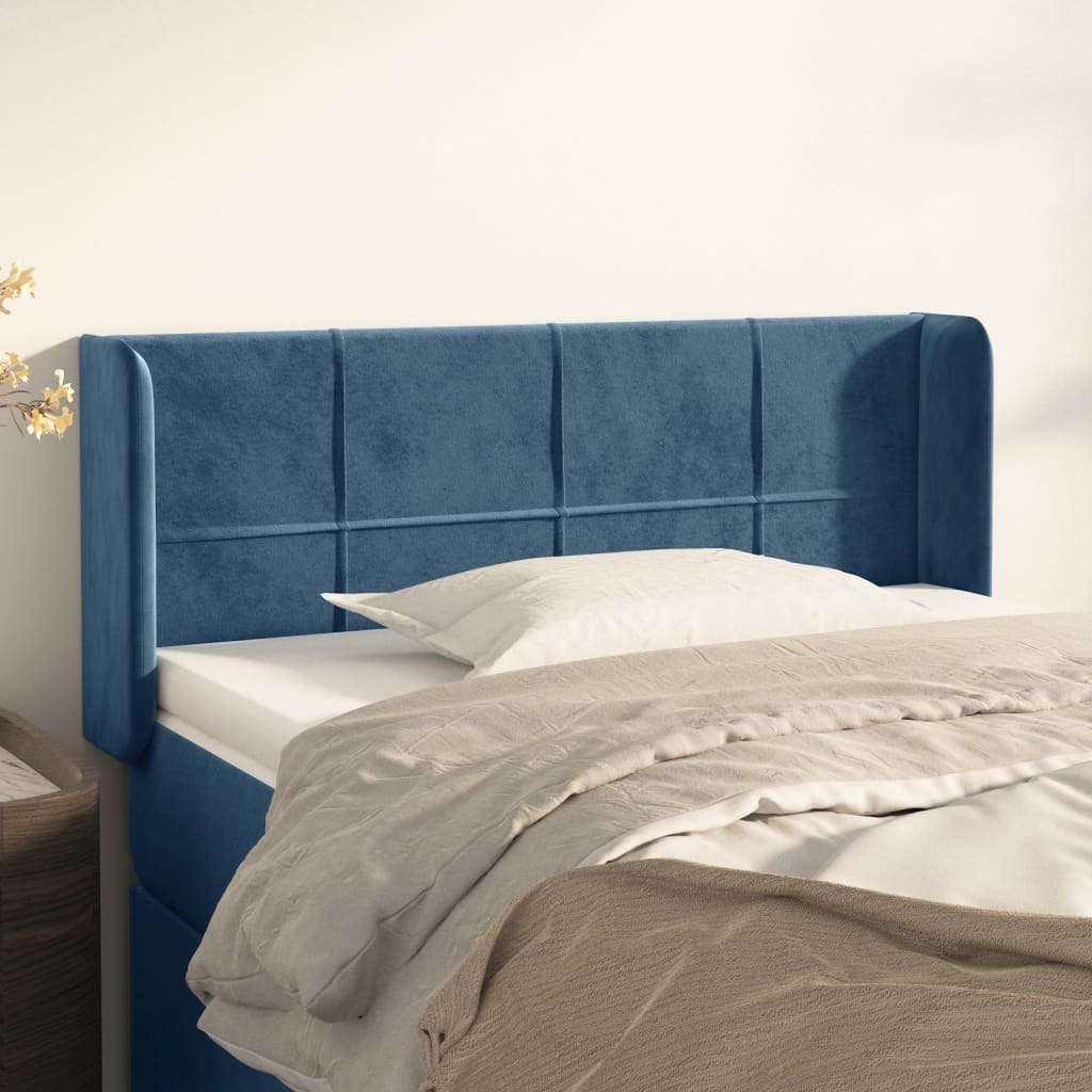 Hoofdbord met randen 103x16x78/88 cm fluweel donkerblauw is nu te koop bij PeponiXL, paradijselijk wonen!