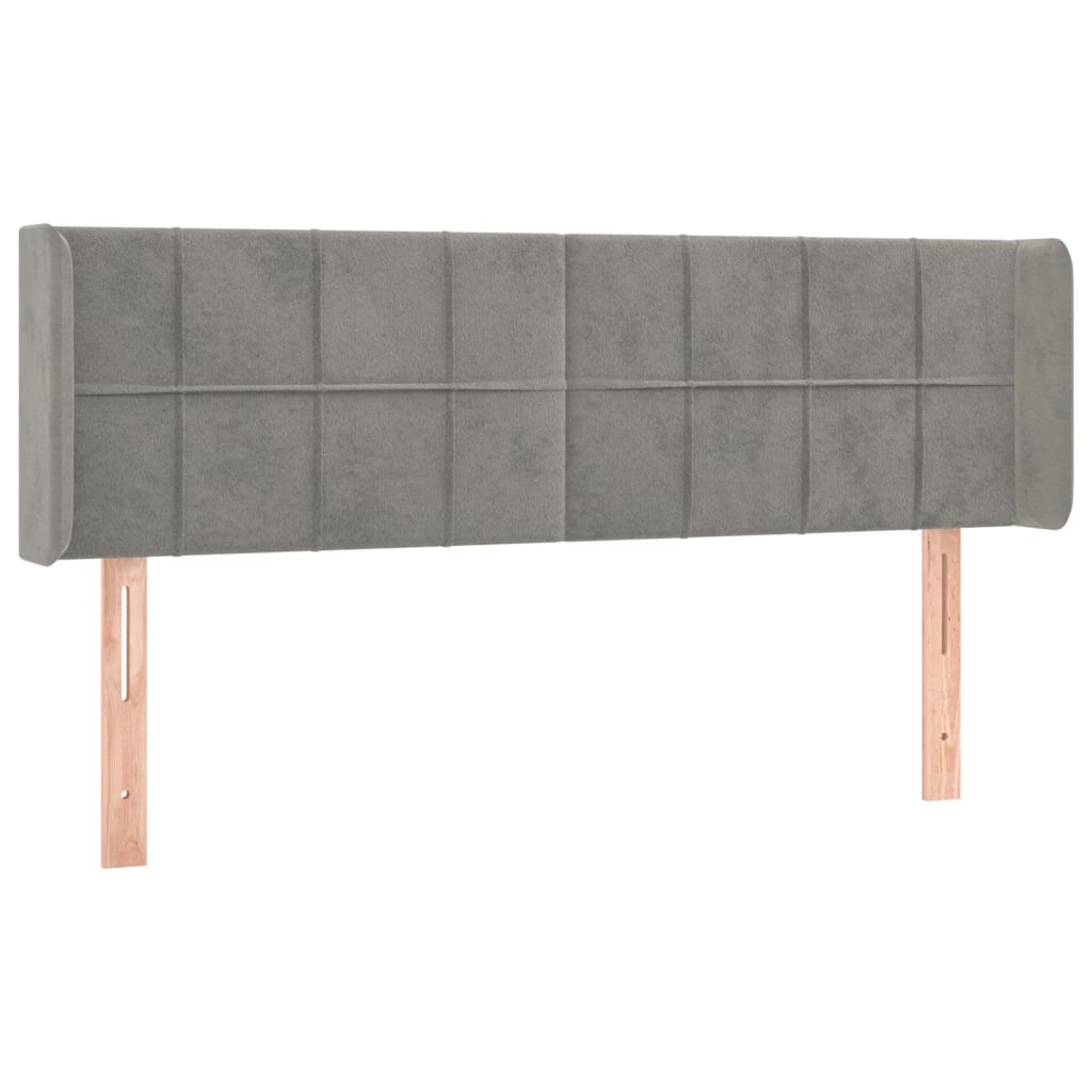 Hoofdbord met randen 147x16x78/88 cm fluweel lichtgrijs is nu te koop bij PeponiXL, paradijselijk wonen!