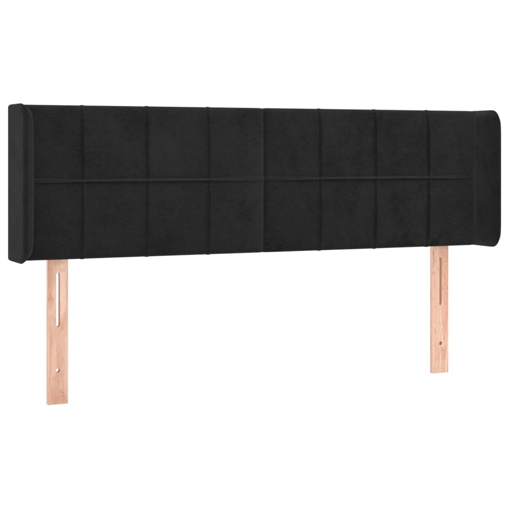 Hoofdbord met randen 147x16x78/88 cm fluweel zwart is nu te koop bij PeponiXL, paradijselijk wonen!
