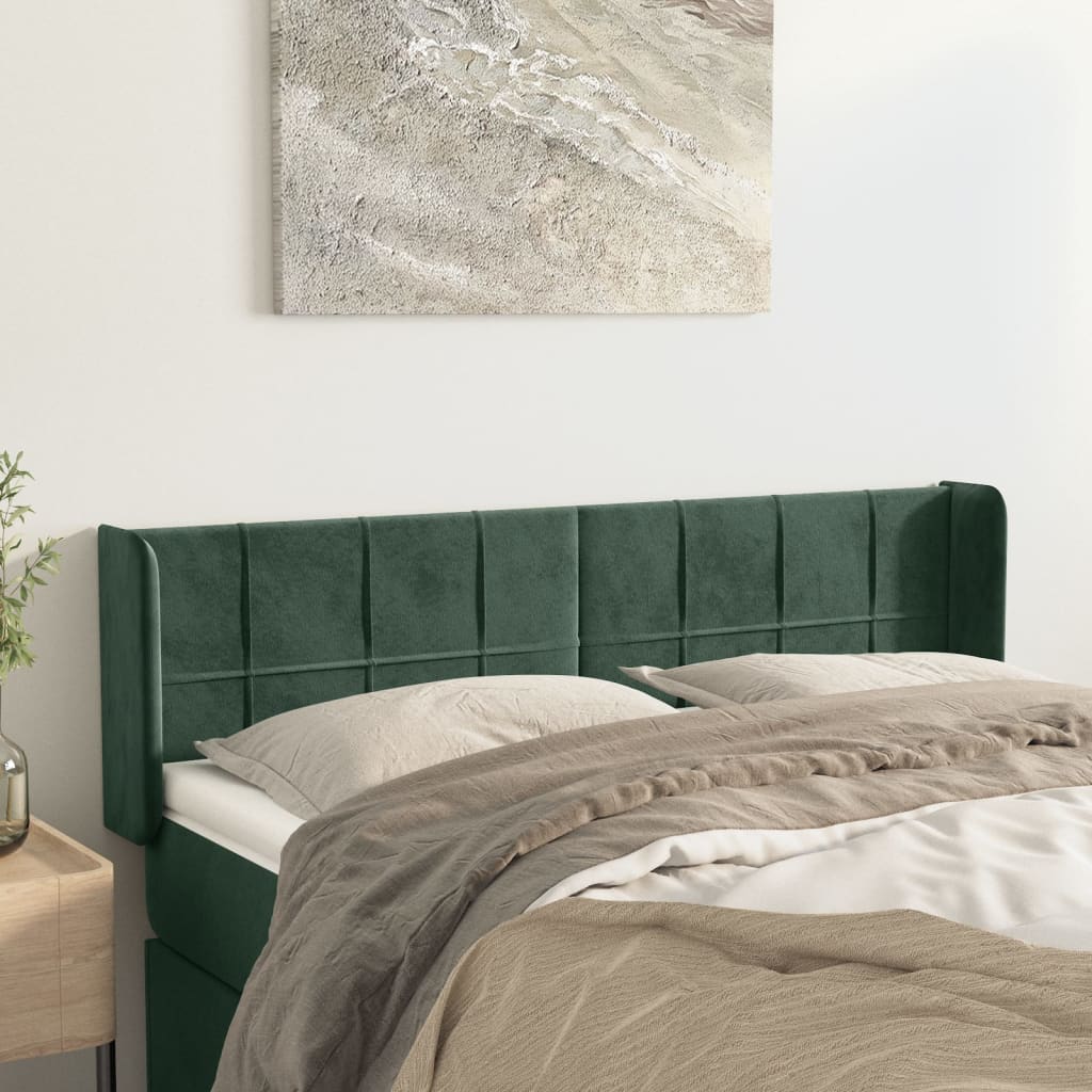Hoofdbord met randen 147x16x78/88 cm fluweel donkergroen is nu te koop bij PeponiXL, paradijselijk wonen!