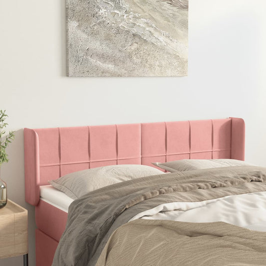 Hoofdbord met randen 147x16x78/88 cm fluweel roze is nu te koop bij PeponiXL, paradijselijk wonen!