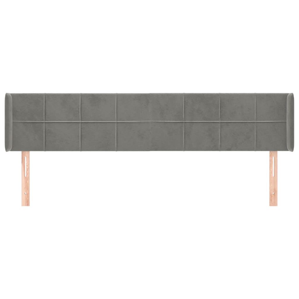 Hoofdbord met randen 163x16x78/88 cm fluweel lichtgrijs is nu te koop bij PeponiXL, paradijselijk wonen!