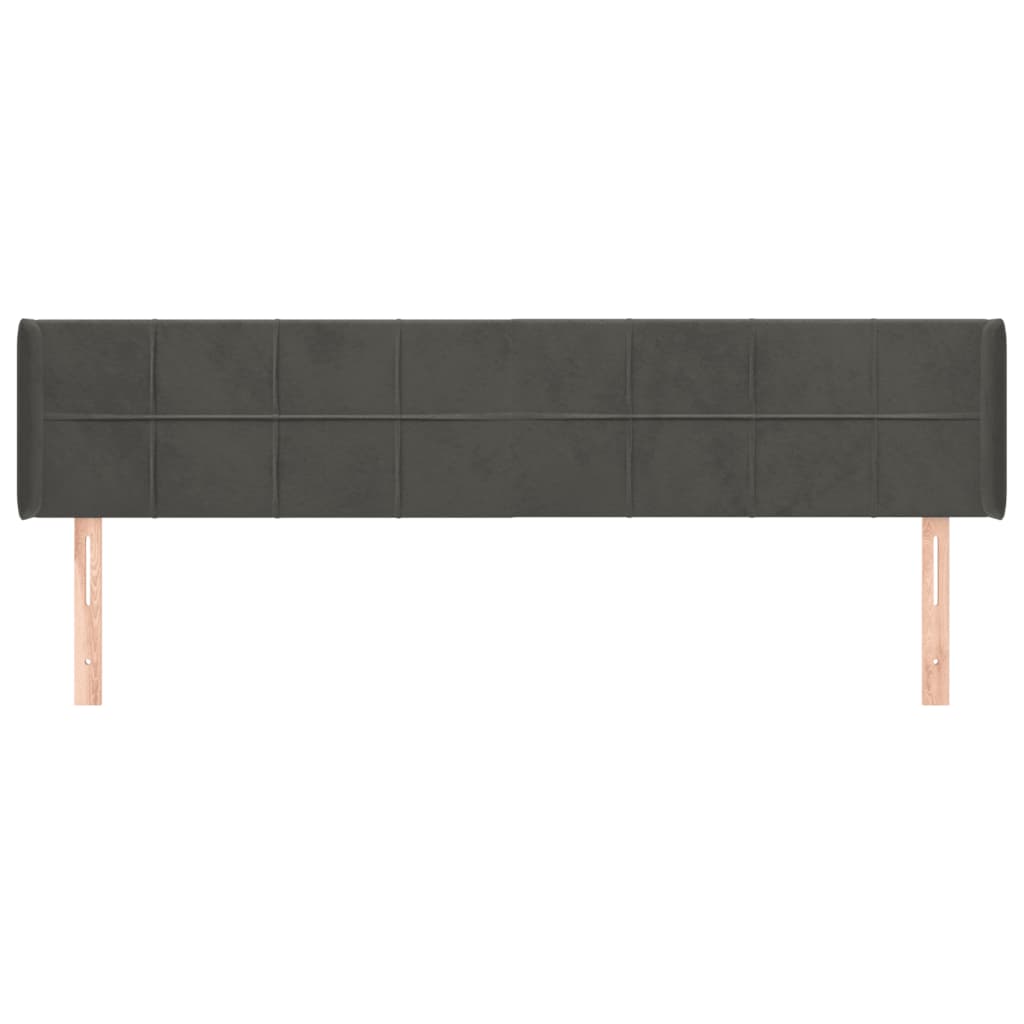 Hoofdbord met randen 163x16x78/88 cm fluweel donkergrijs is nu te koop bij PeponiXL, paradijselijk wonen!