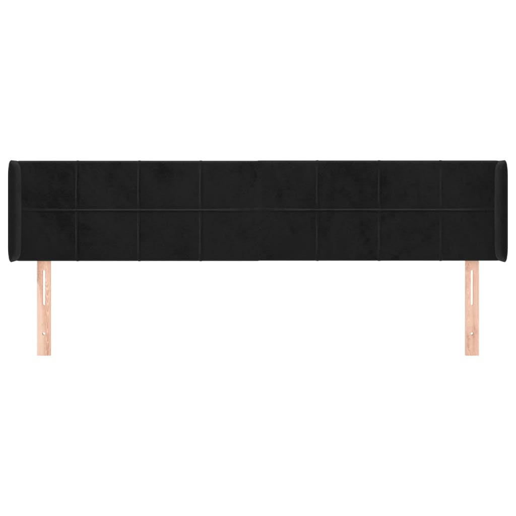 Hoofdbord met randen 163x16x78/88 cm fluweel zwart is nu te koop bij PeponiXL, paradijselijk wonen!