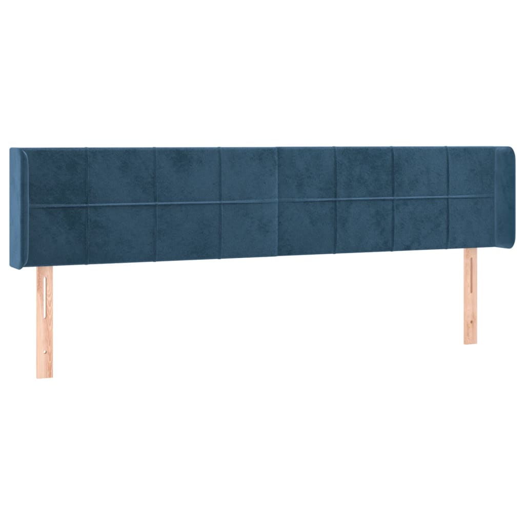 Hoofdbord met randen 163x16x78/88 cm fluweel donkerblauw is nu te koop bij PeponiXL, paradijselijk wonen!