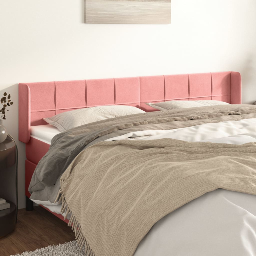 Hoofdbord met randen 163x16x78/88 cm fluweel roze is nu te koop bij PeponiXL, paradijselijk wonen!