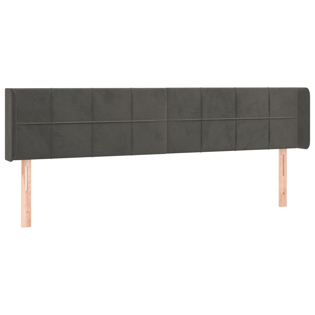 Hoofdbord met randen 183x16x78/88 cm fluweel donkergrijs is nu te koop bij PeponiXL, paradijselijk wonen!