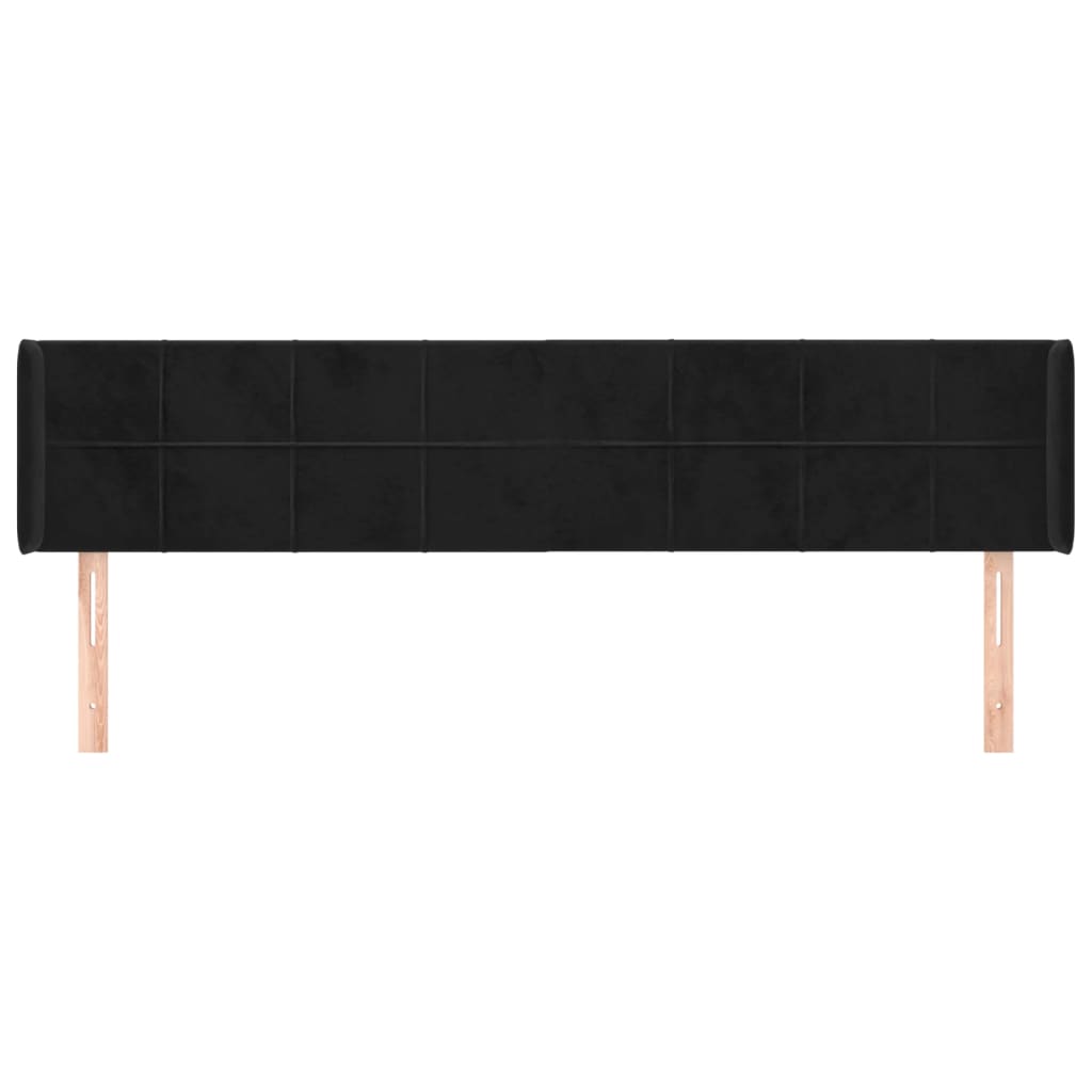 Hoofdbord met randen 183x16x78/88 cm fluweel zwart is nu te koop bij PeponiXL, paradijselijk wonen!