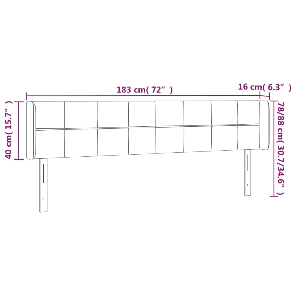 Hoofdbord met randen 183x16x78/88 cm fluweel donkergroen is nu te koop bij PeponiXL, paradijselijk wonen!
