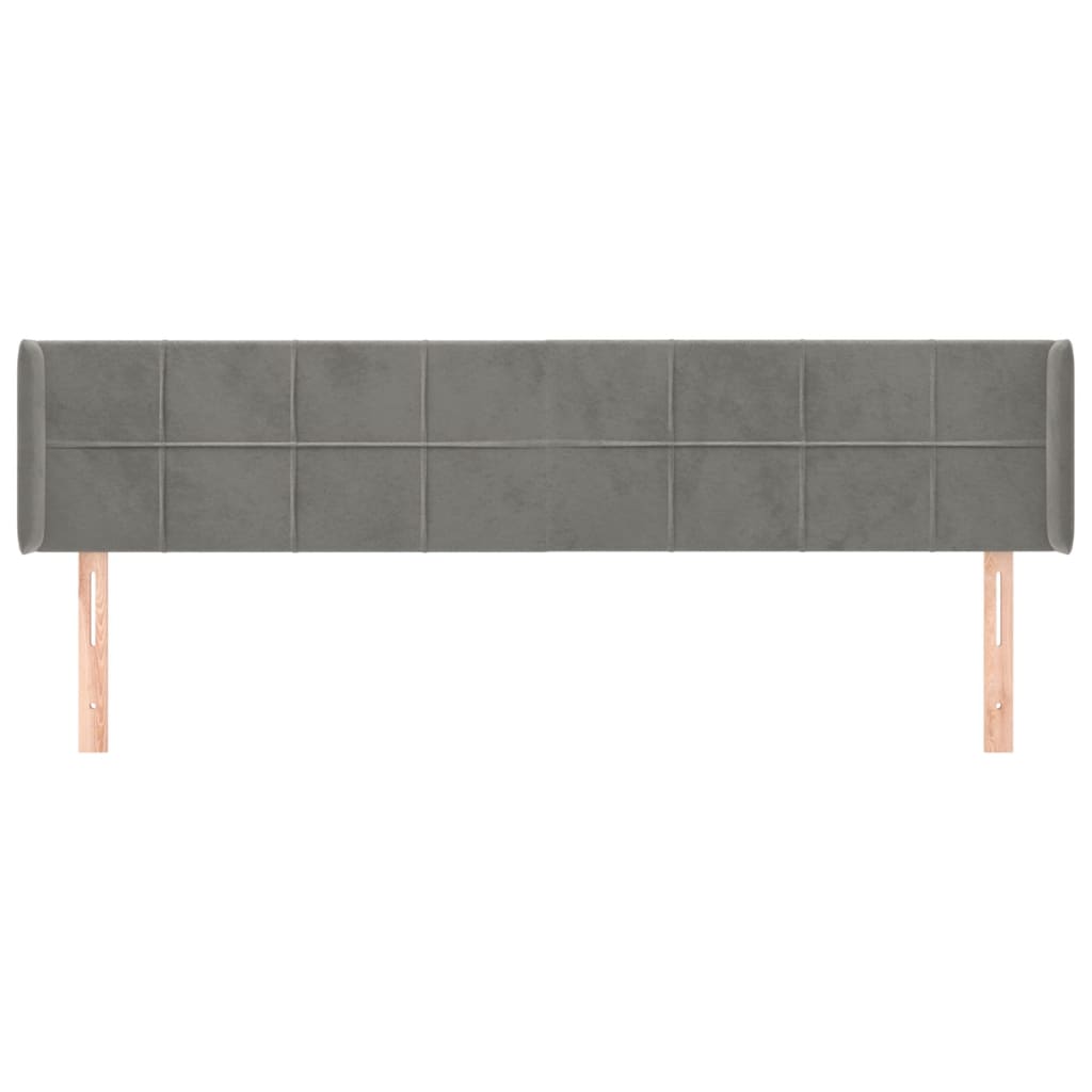 Hoofdbord met randen 203x16x78/88 cm fluweel lichtgrijs is nu te koop bij PeponiXL, paradijselijk wonen!