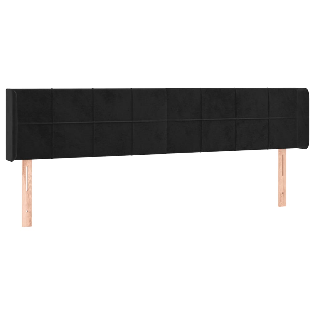Hoofdbord met randen 203x16x78/88 cm fluweel zwart is nu te koop bij PeponiXL, paradijselijk wonen!