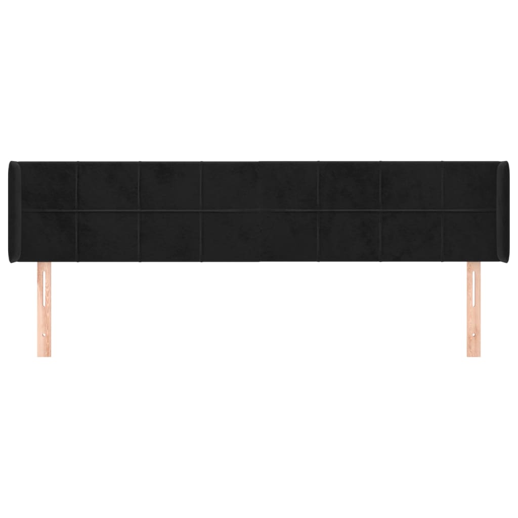 Hoofdbord met randen 203x16x78/88 cm fluweel zwart is nu te koop bij PeponiXL, paradijselijk wonen!