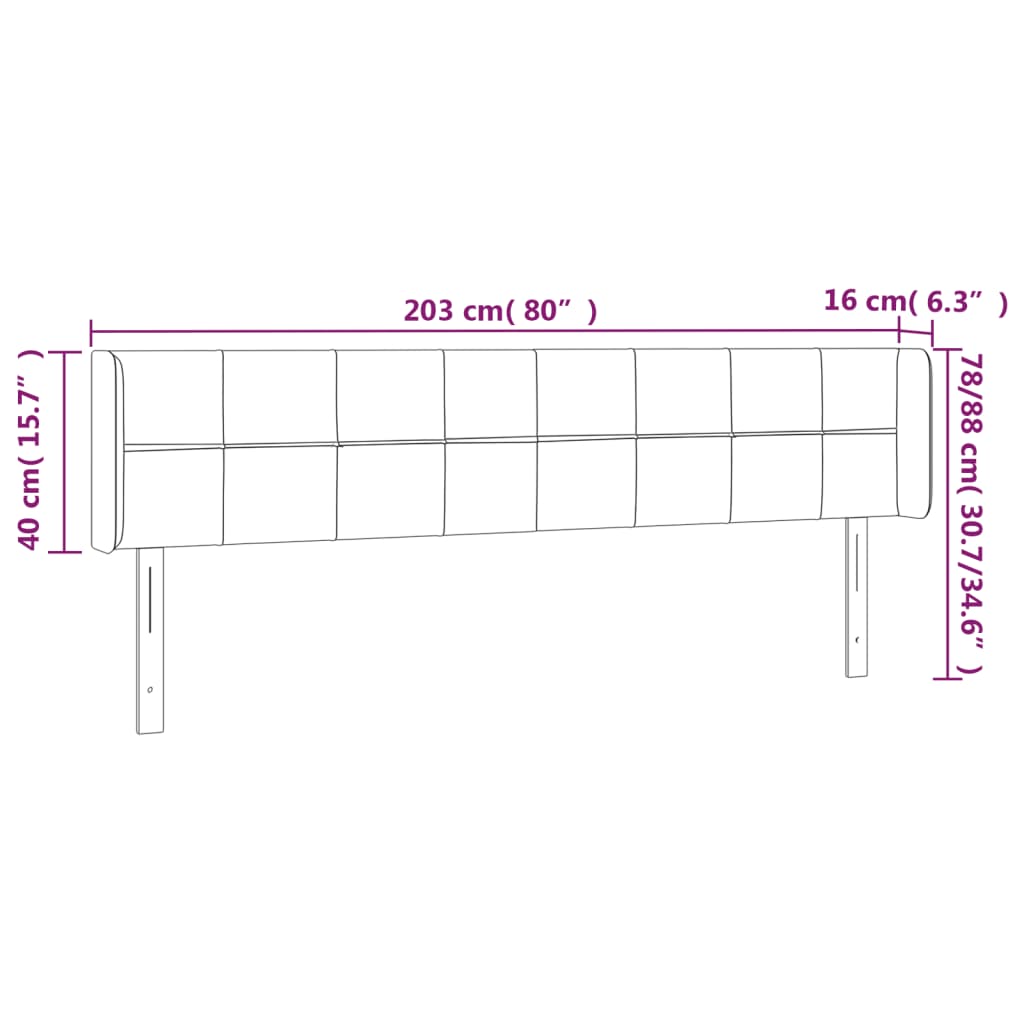 Hoofdbord met randen 203x16x78/88 cm fluweel zwart is nu te koop bij PeponiXL, paradijselijk wonen!