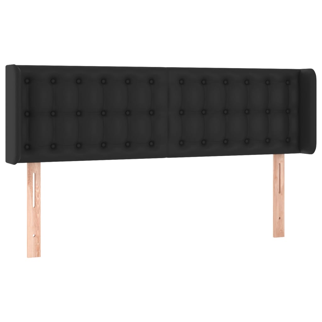 Hoofdbord met randen 147x16x78/88 cm kunstleer zwart is nu te koop bij PeponiXL, paradijselijk wonen!