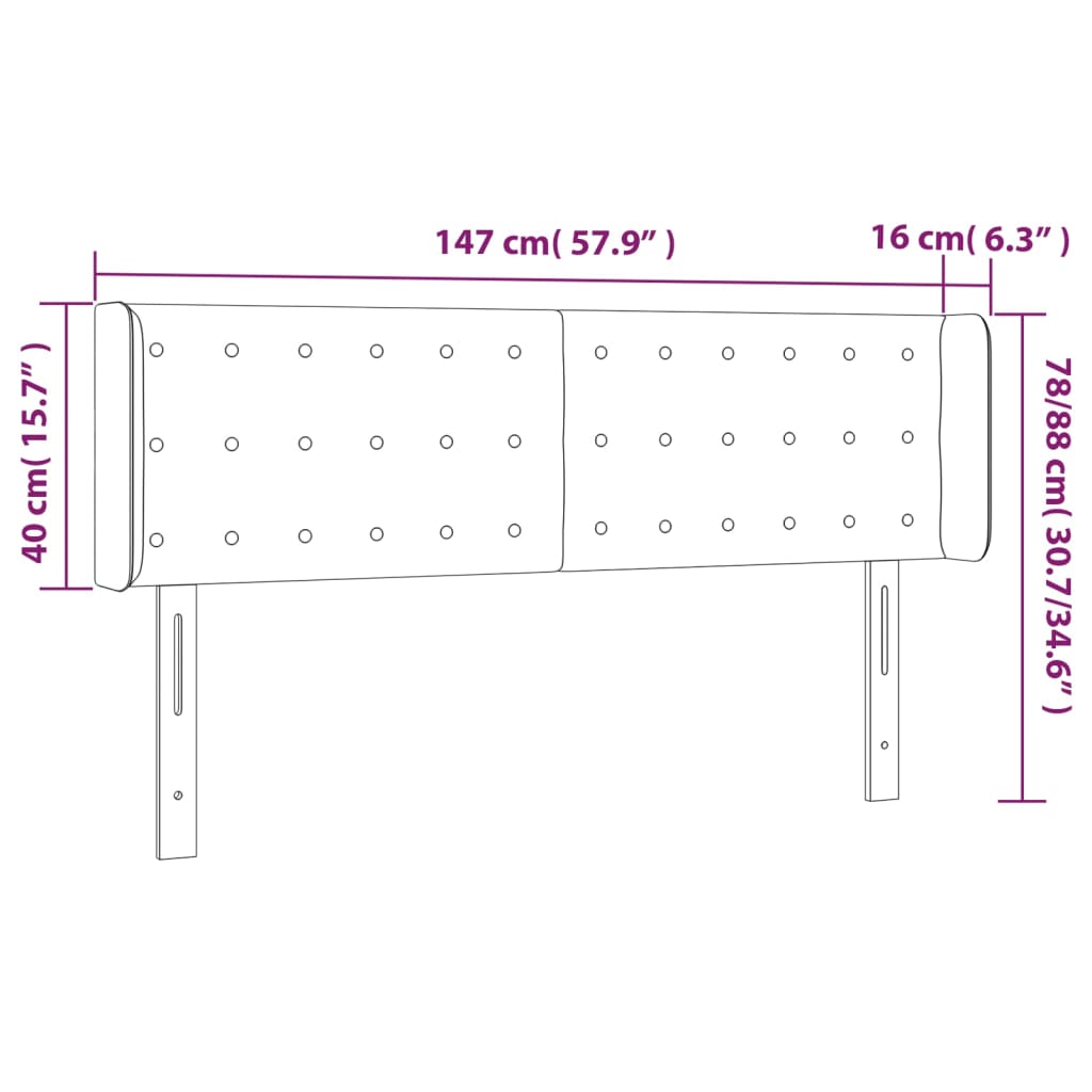 Hoofdbord met randen 147x16x78/88 cm kunstleer crèmekleurig is nu te koop bij PeponiXL, paradijselijk wonen!