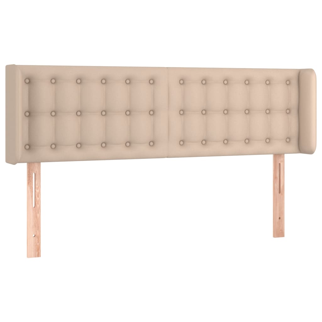 Hoofdbord met randen 147x16x78/88 cm kunstleer cappuccinokleur is nu te koop bij PeponiXL, paradijselijk wonen!