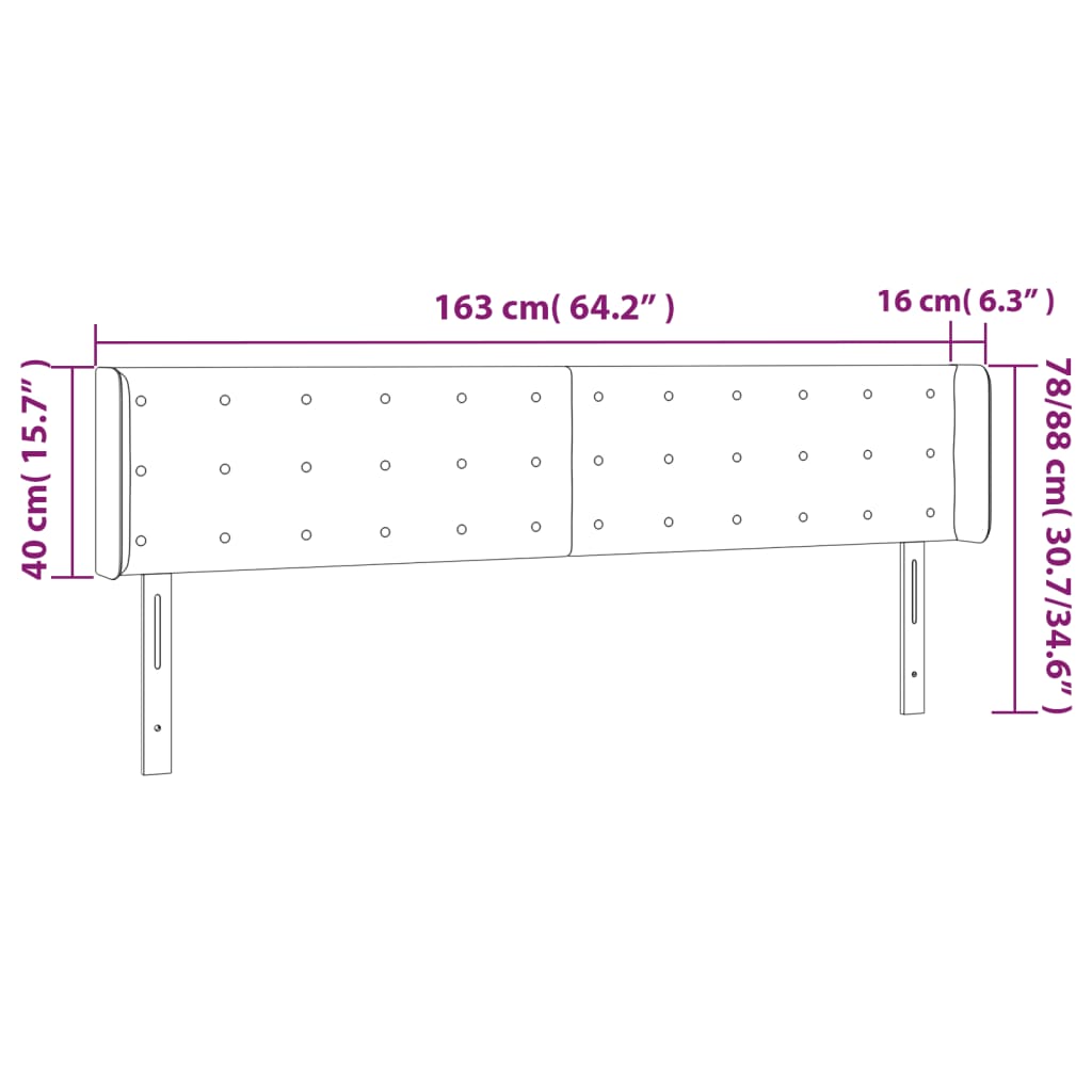 Hoofdbord met randen 163x16x78/88 cm kunstleer zwart is nu te koop bij PeponiXL, paradijselijk wonen!