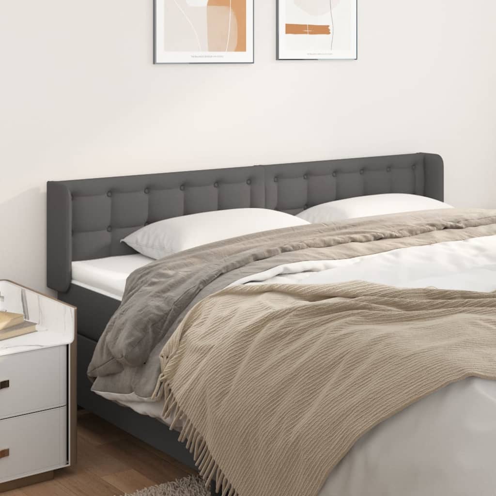 Hoofdbord met randen 163x16x78/88 cm kunstleer grijs is nu te koop bij PeponiXL, paradijselijk wonen!