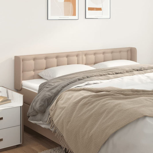 Hoofdbord met randen 183x16x78/88 cm kunstleer cappuccinokleur is nu te koop bij PeponiXL, paradijselijk wonen!