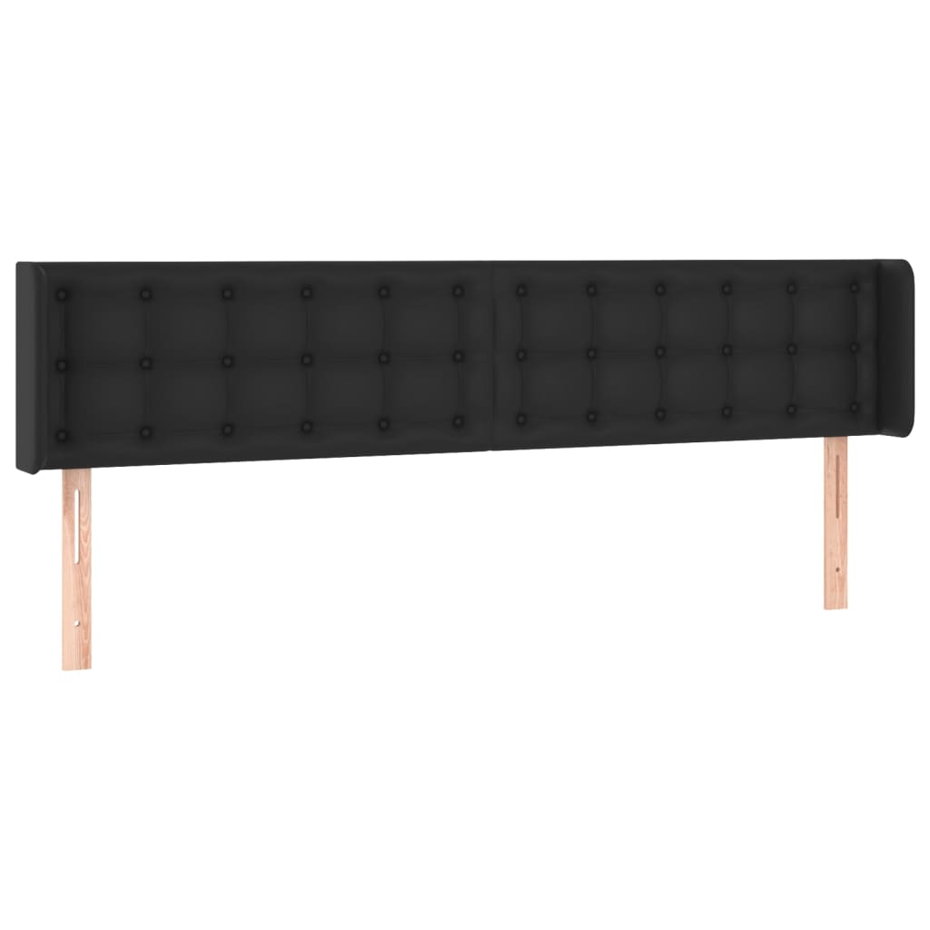 Hoofdbord met randen 203x16x78/88 cm kunstleer zwart is nu te koop bij PeponiXL, paradijselijk wonen!